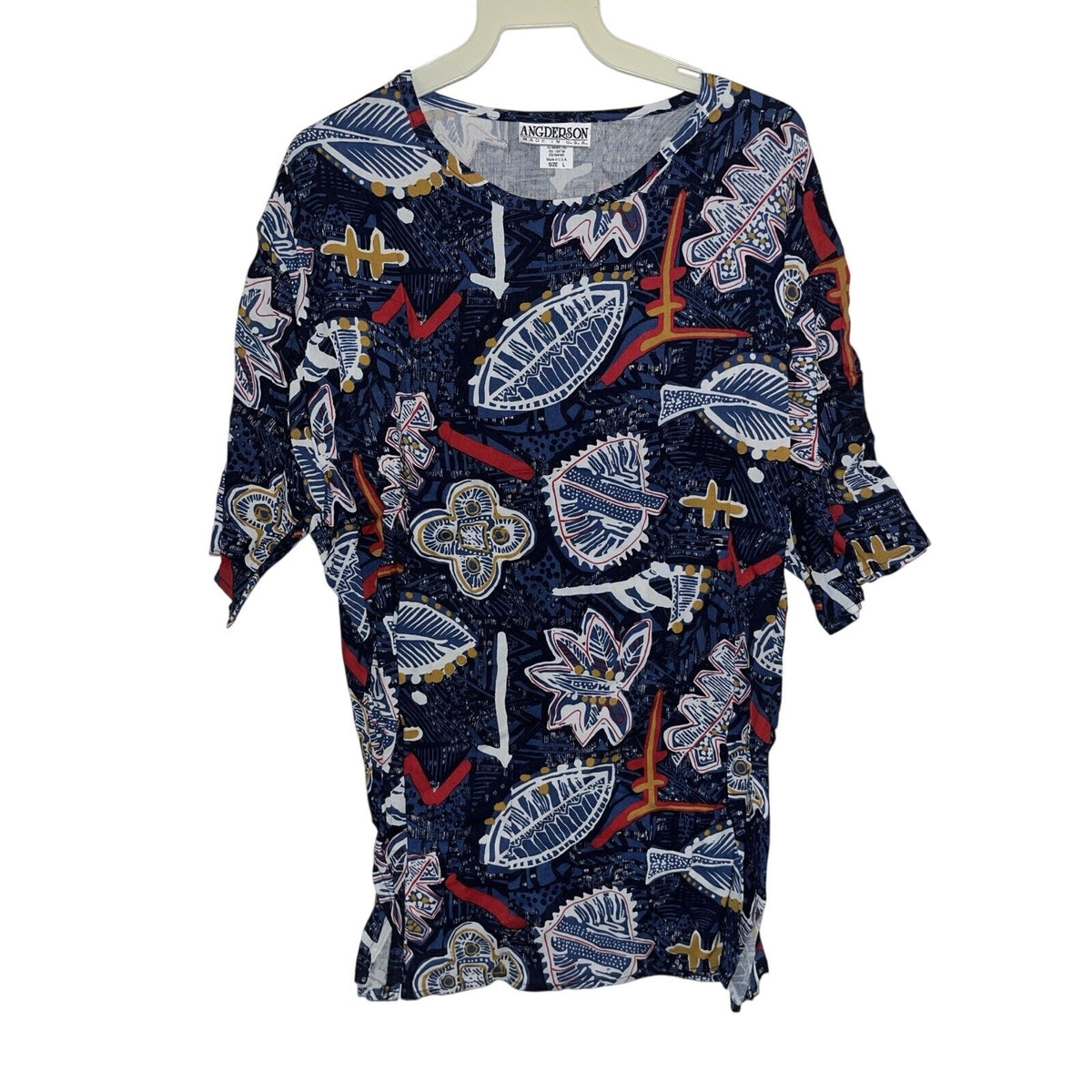 Angderson Size Large Short Sleeve Shirt And Bermuda Shorts Set 100% Rayon
