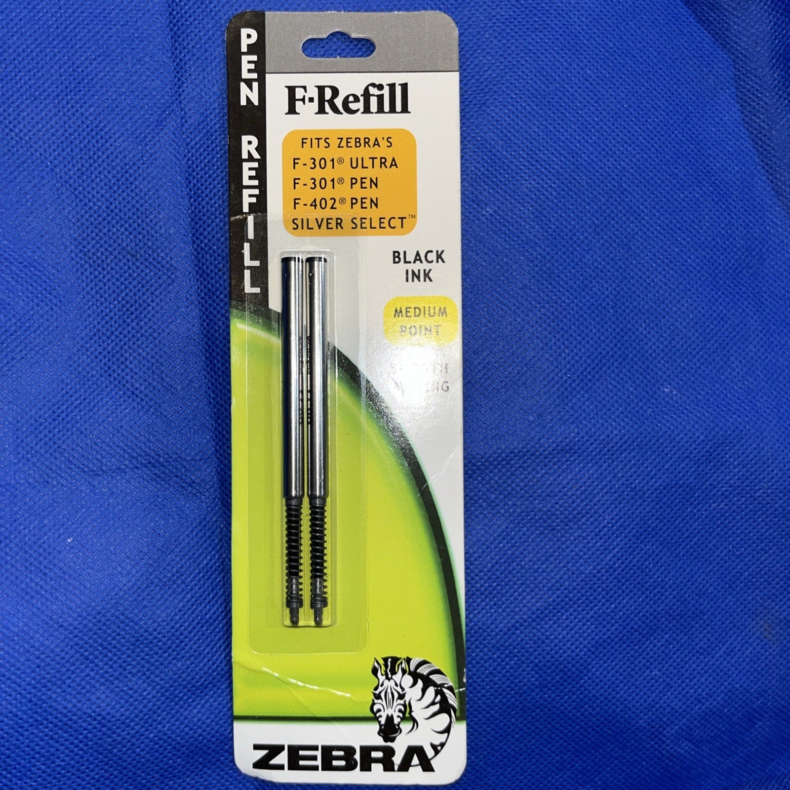 Zebra Refill for F-301 F-301 Ultra F-402 301A Spiral Ballpoint Med Black 2/Pack