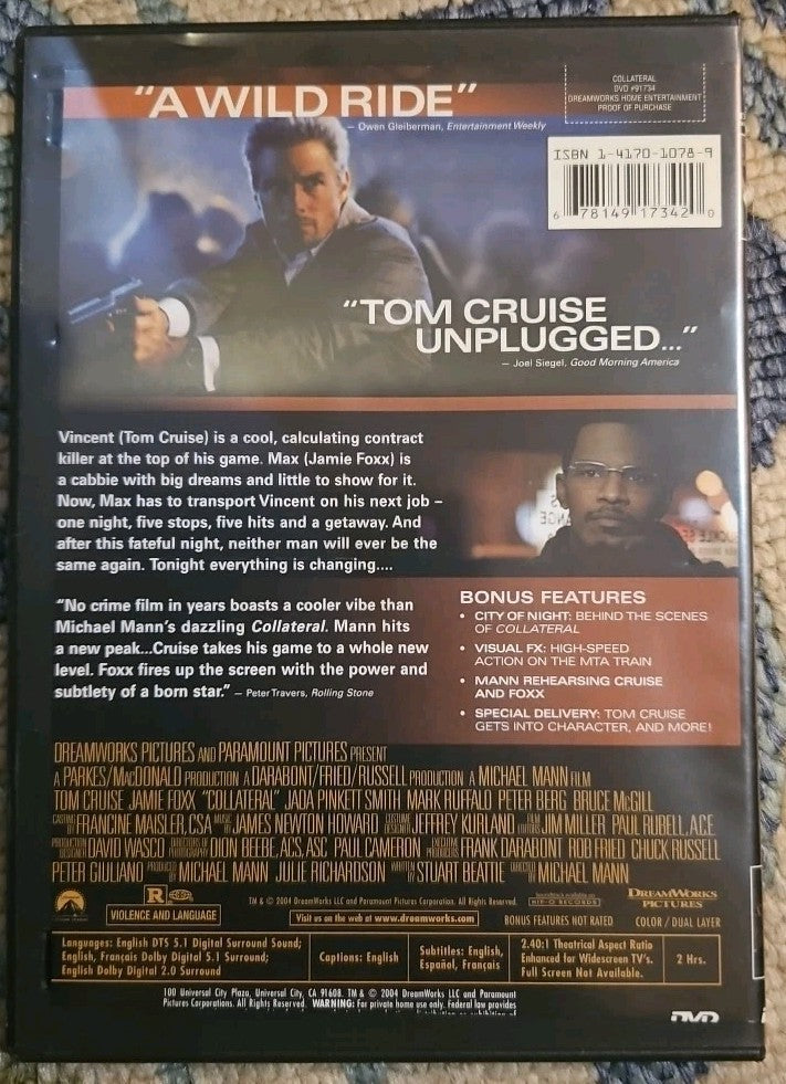 Collateral (DVD, 2004) Slim Case. Tested. Cropped Artwork