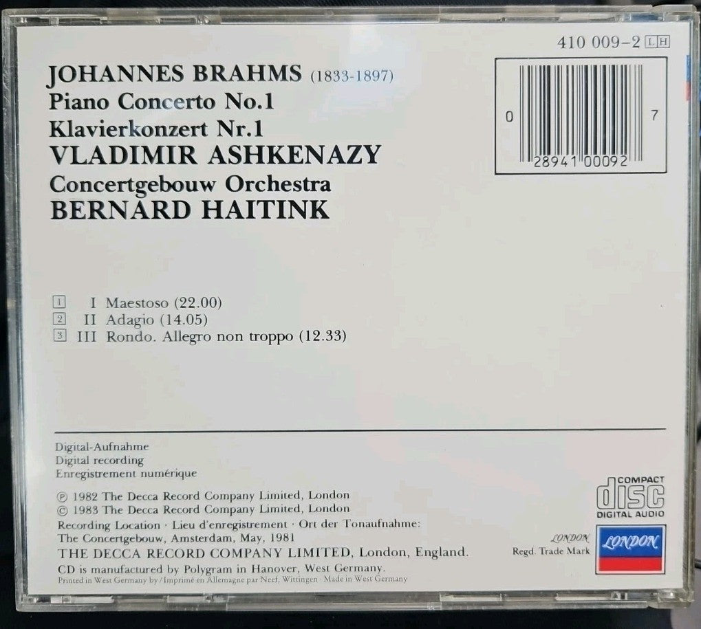Brahms: Piano Concerto No 1: A by Haitink, Bernard; Ashkenazy, Vladimir;...