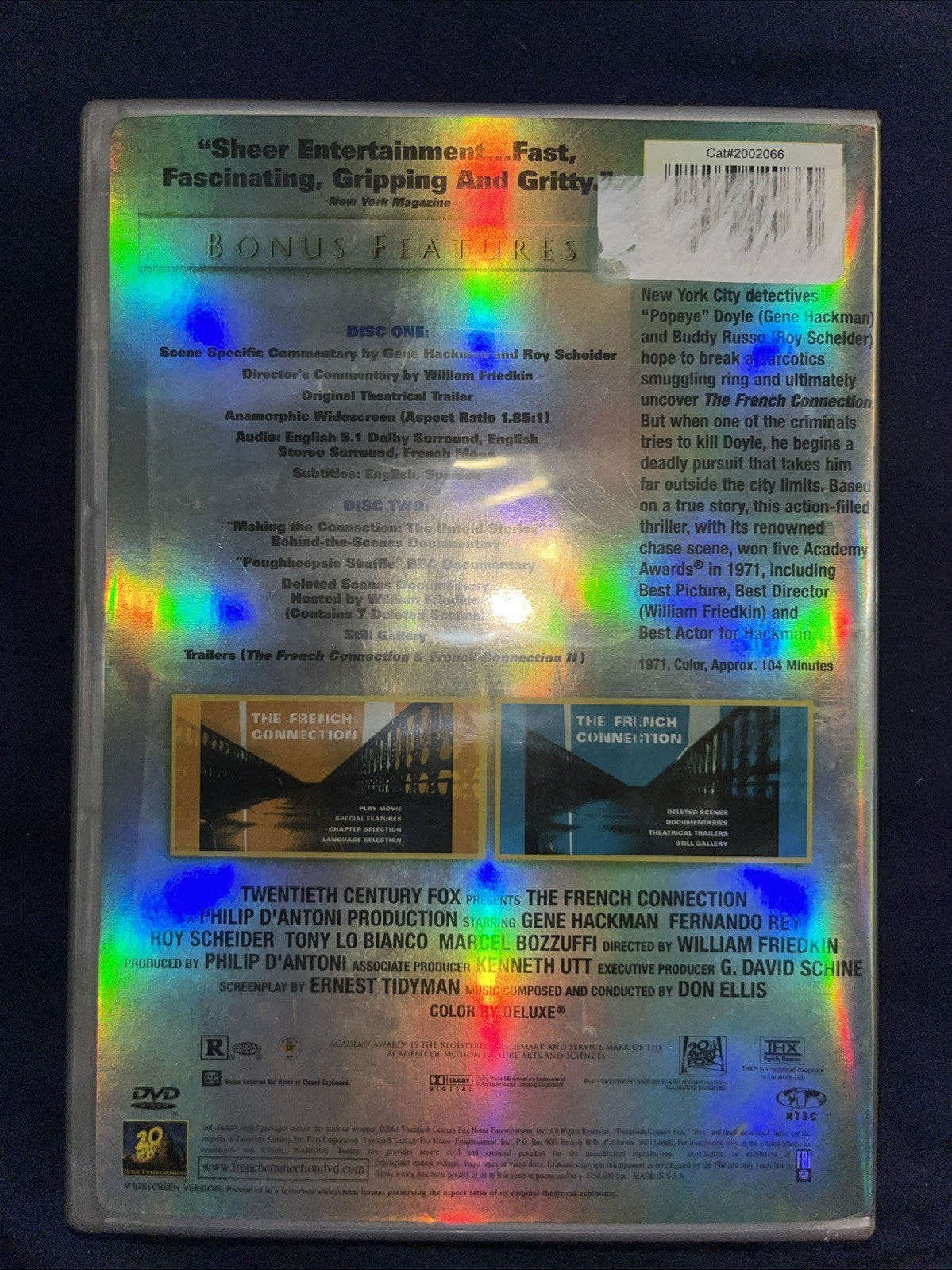 The French Connection (DVD, 2001) Five Star Collection 2-Discs. Tested.