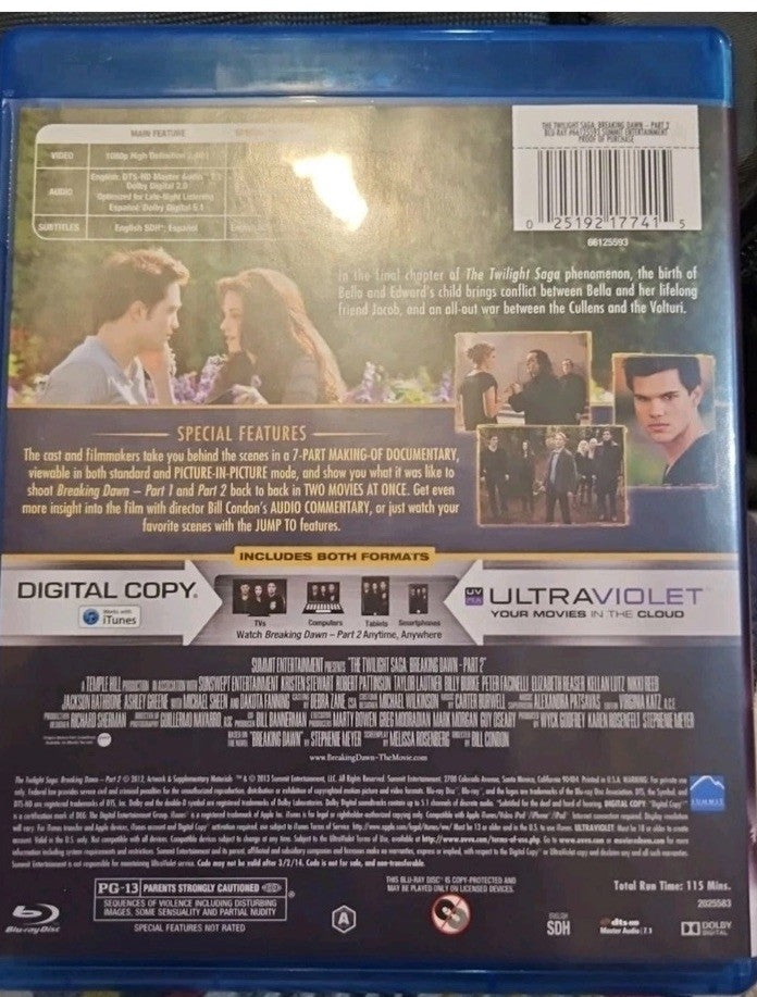 The Twilight Saga: 5-Movie Collection (Bluray) Individually Packaged. No Dowload