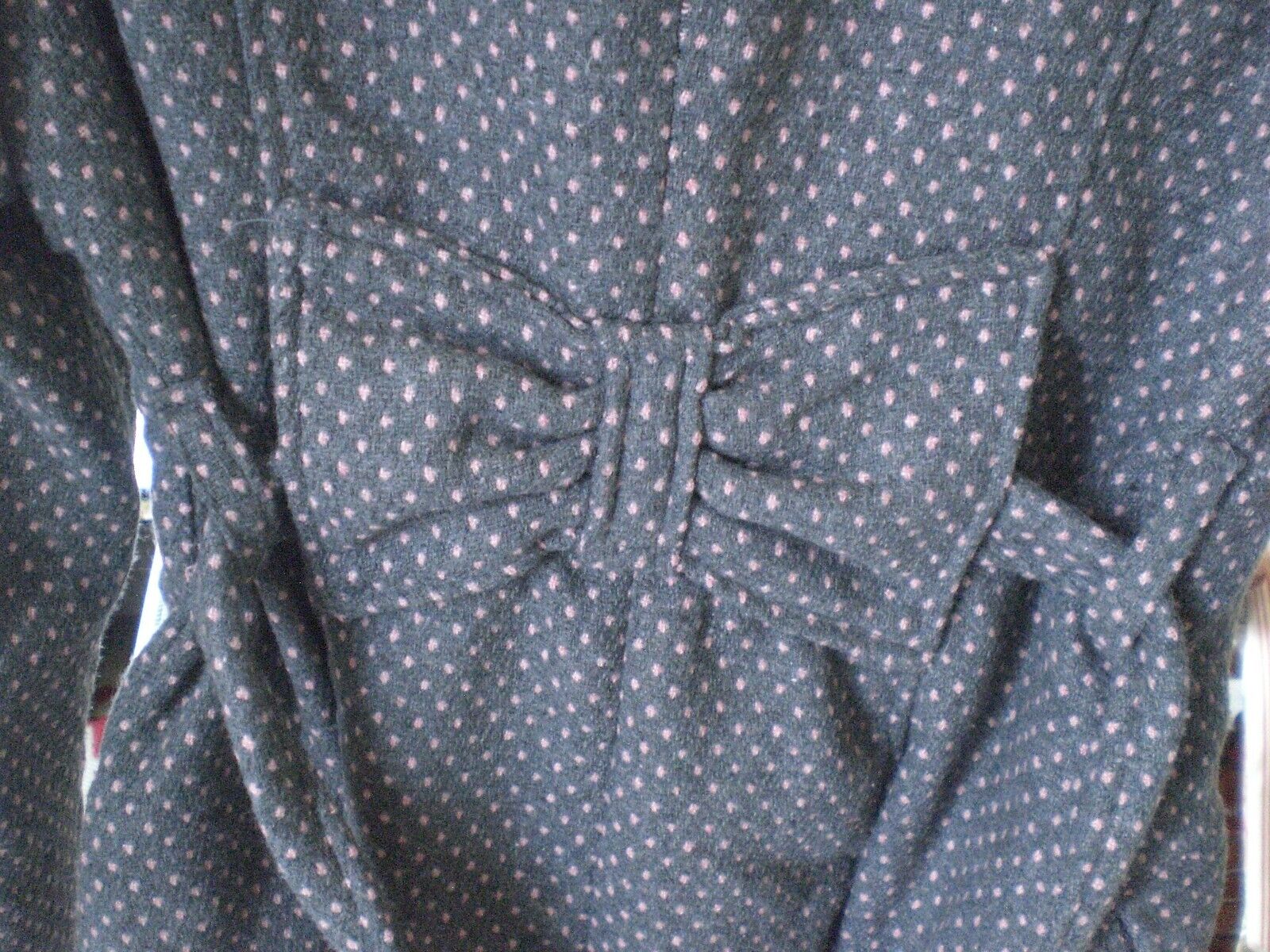 Wet Seal Jacket Coat Gray with Pink Dots LARGE