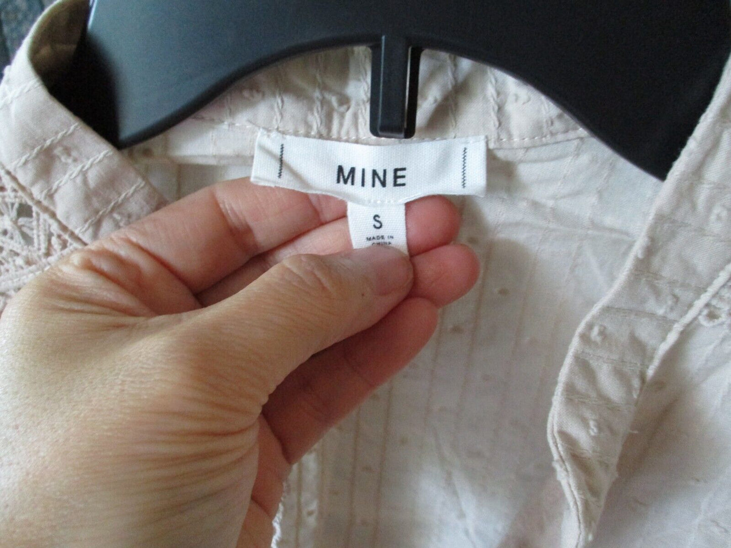 MINE Blouse Top Shirt Tunic Crochet SMALL NEW