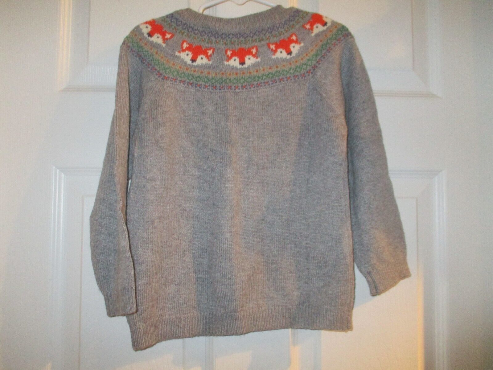 Jojo Maman Bebe Kids Marl Gray Fox Fair Isle Sweater 3-4 Years