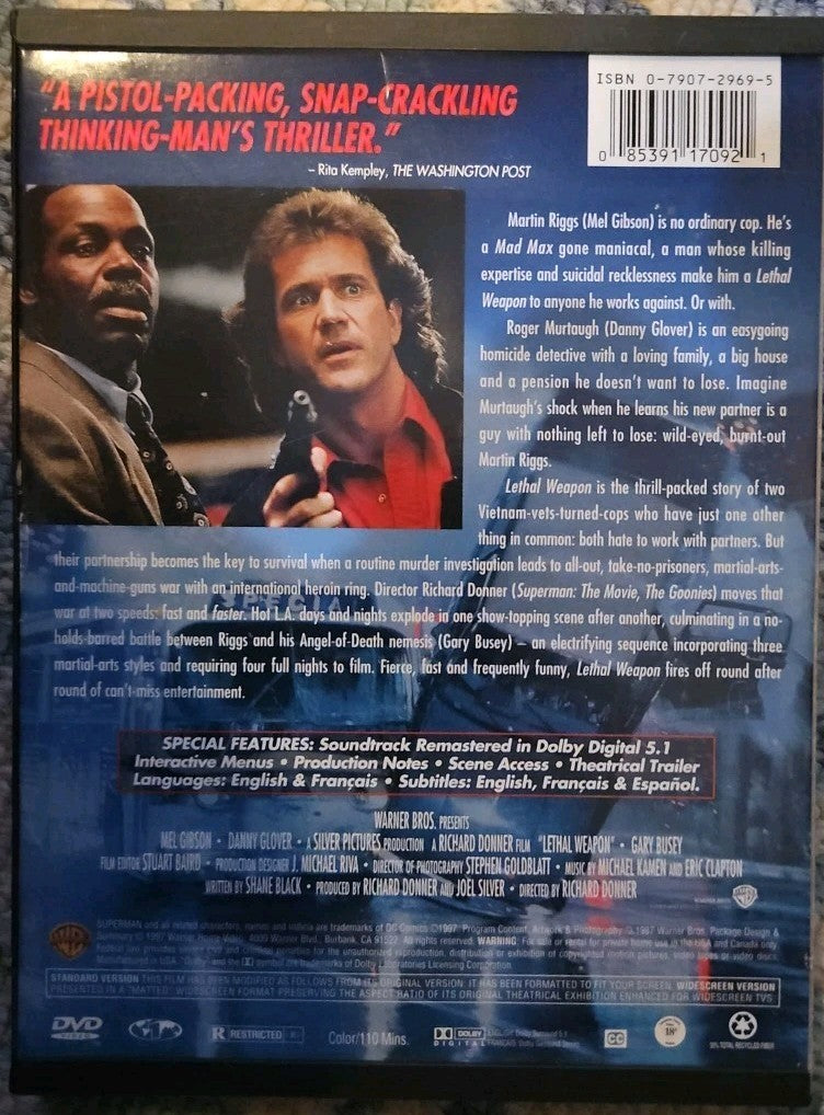 Lethal Weapon (DVD, 1987) Tested.