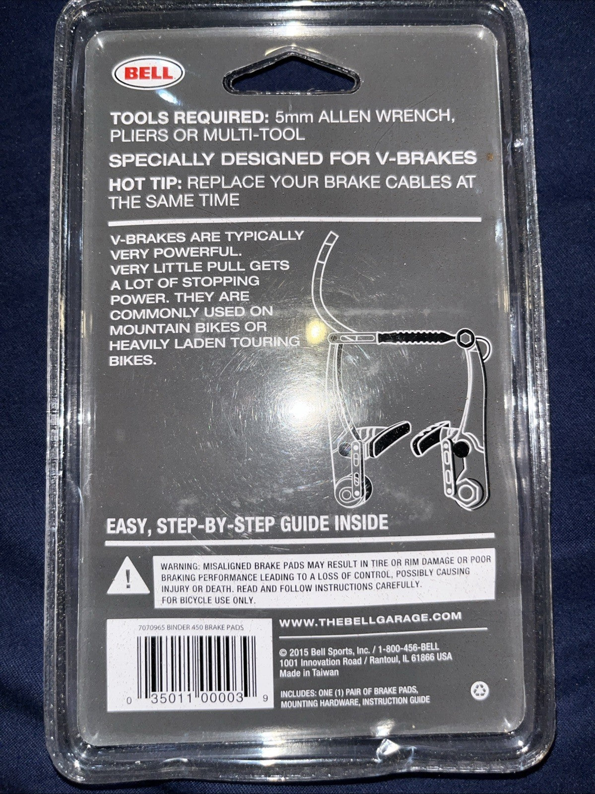 Bell Binder 450 Premium V-Brake Bike Brake Pads New Sealed