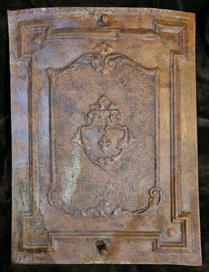 Bronze Colored Stamped Steel Fireplace Antique Cover