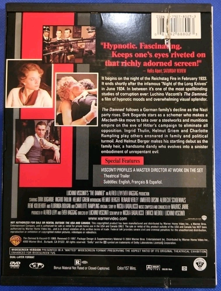 The Damned (DVD, 1969) Remainder Mark. Tested. No Scratches