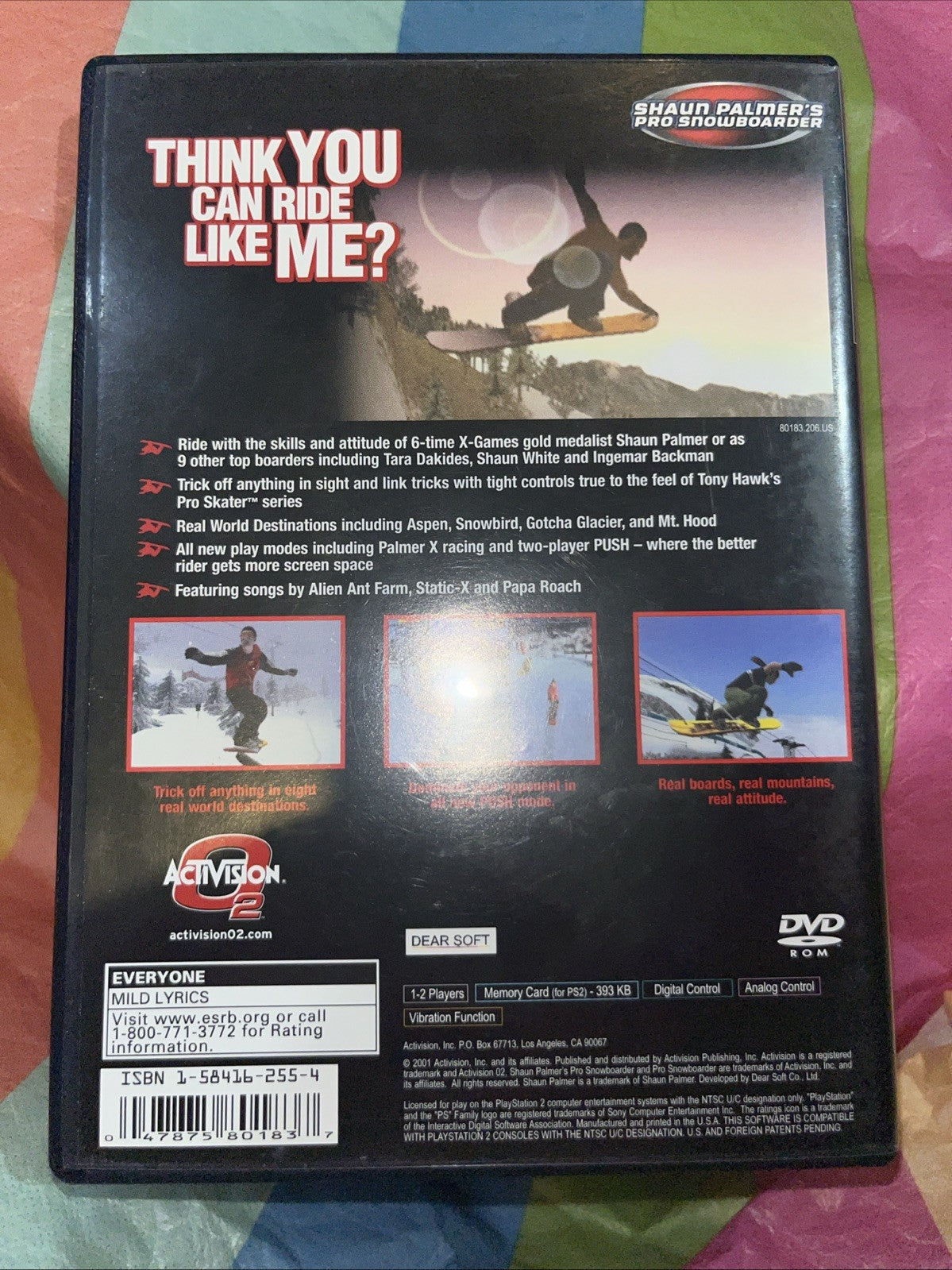 Shaun Palmer's Pro Snowboarder (PS2)  W/Manual + Reg Card.. Original Disc. Teste