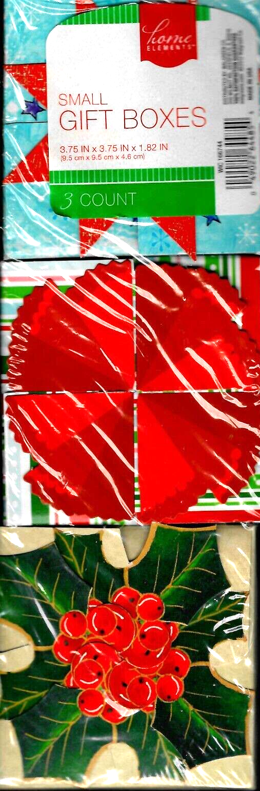 3 Small Gift Boxes 3.75 x 3.75 x 1.82 inches