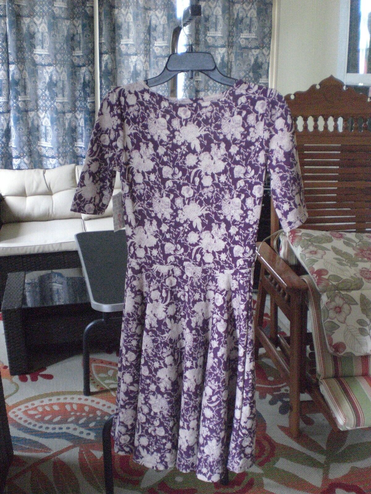 NWT LuLaRoe Nicole Dress Plum with Cream Floral SMALL