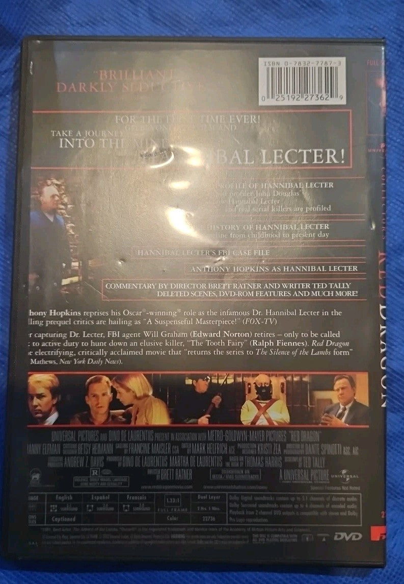 Red Dragon (DVD, 2002) Slimcase. Artwork Cropped. Tested.