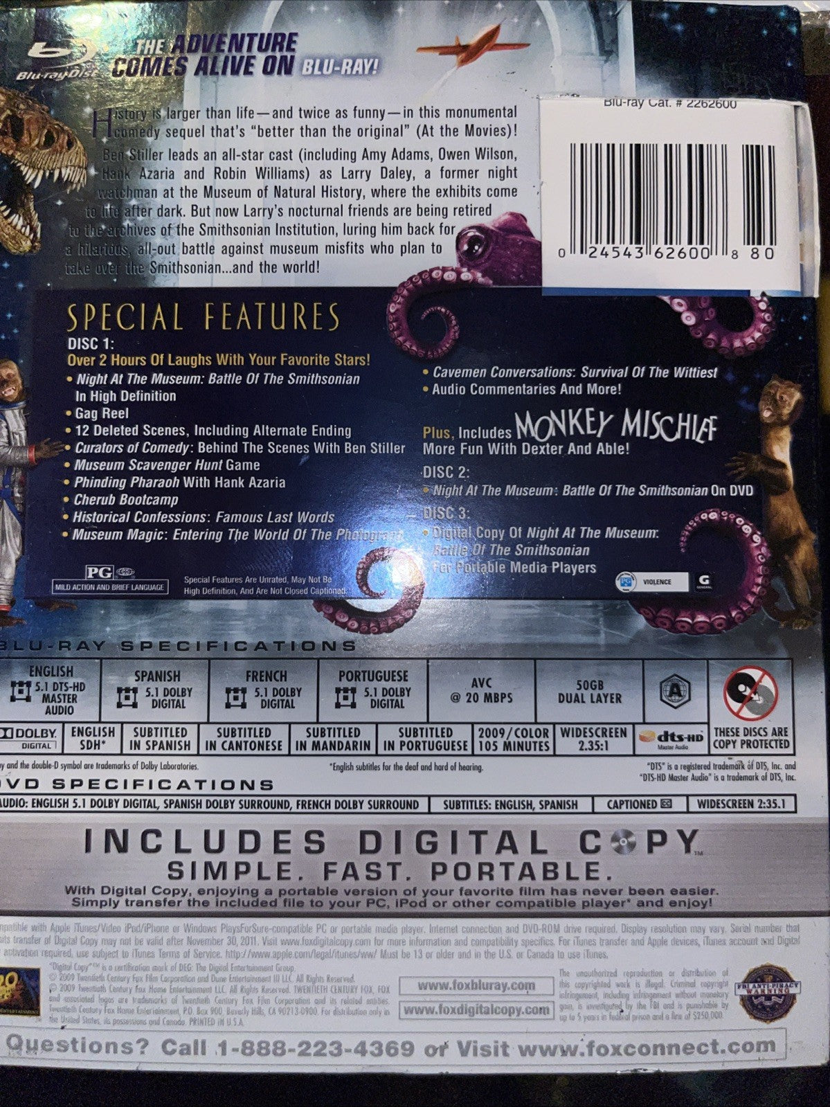 Night at the Museum: Battle of the Smithsonian (Blu-ray) Sealed. No Digital Copy