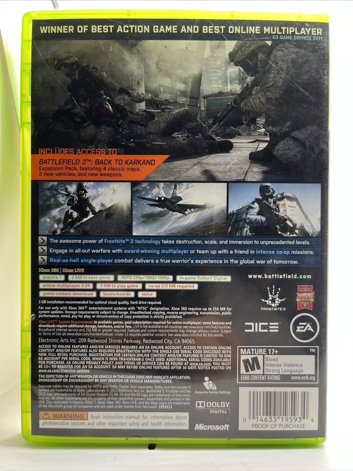 Battlefield 3 -- Limited Edition (Microsoft Xbox 360, 2011)