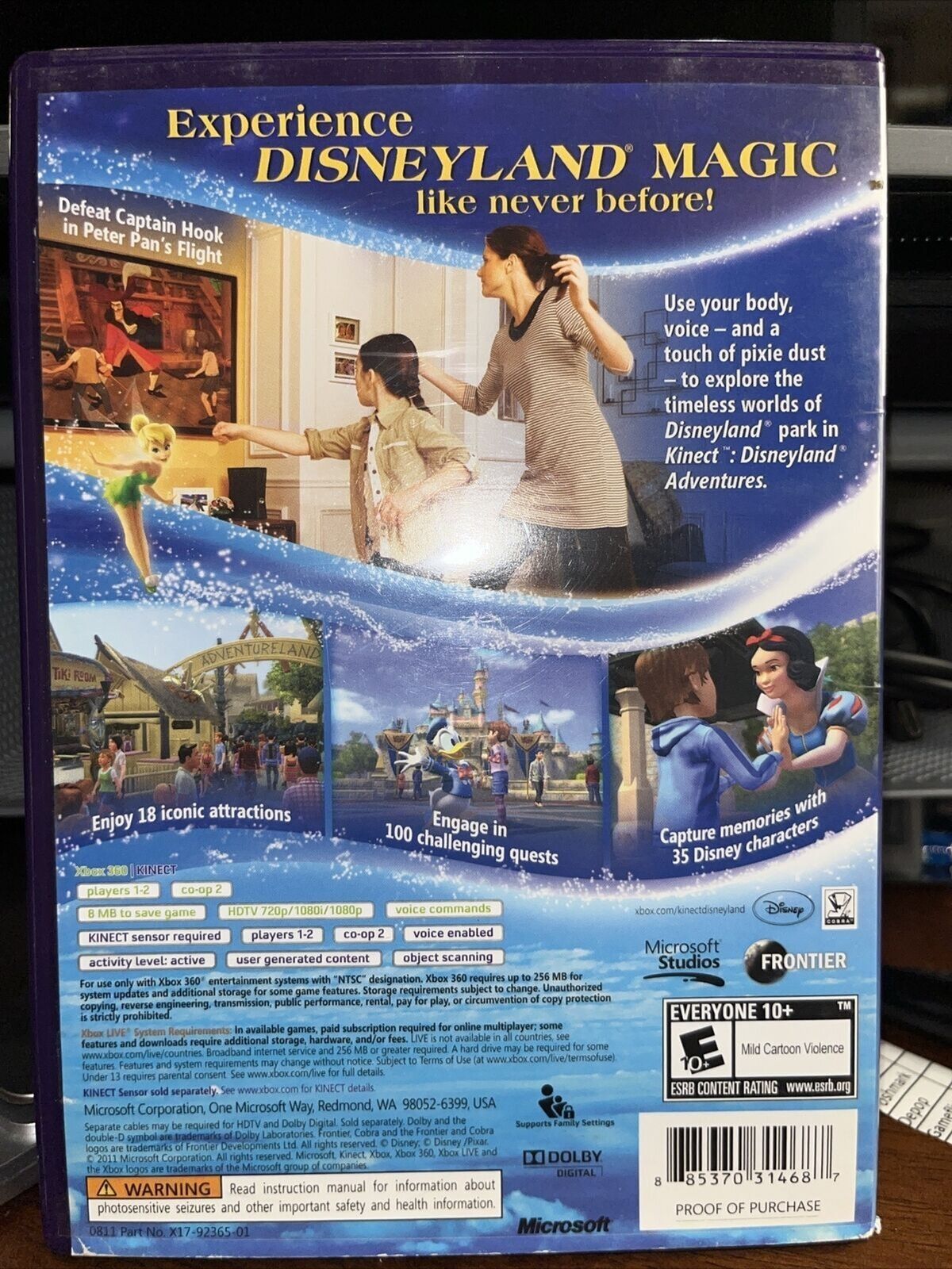 Kinect Disneyland Adventures (Microsoft Xbox 360, 2011) TESTED. NEW CASE