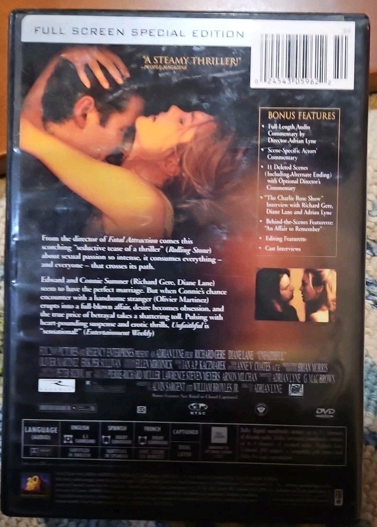 Unfaithful (DVD, 2002, Full Frame) New Sealed
