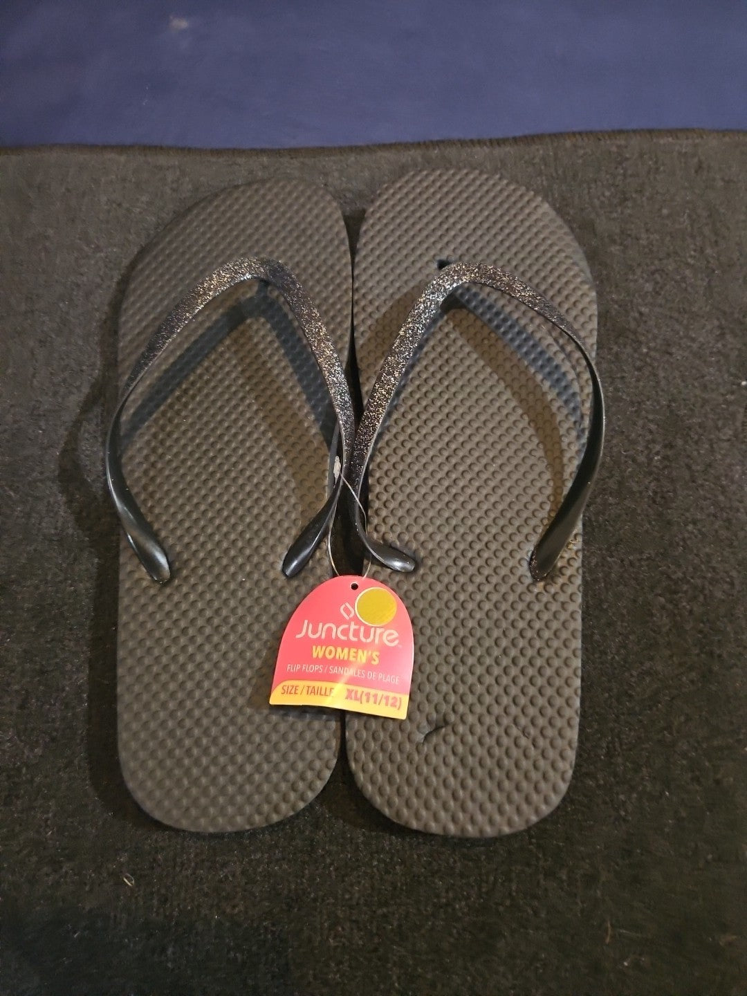 Juncture Size XL 11/12 Women's /Ladies Flip Flip / Sandals Glitter Black