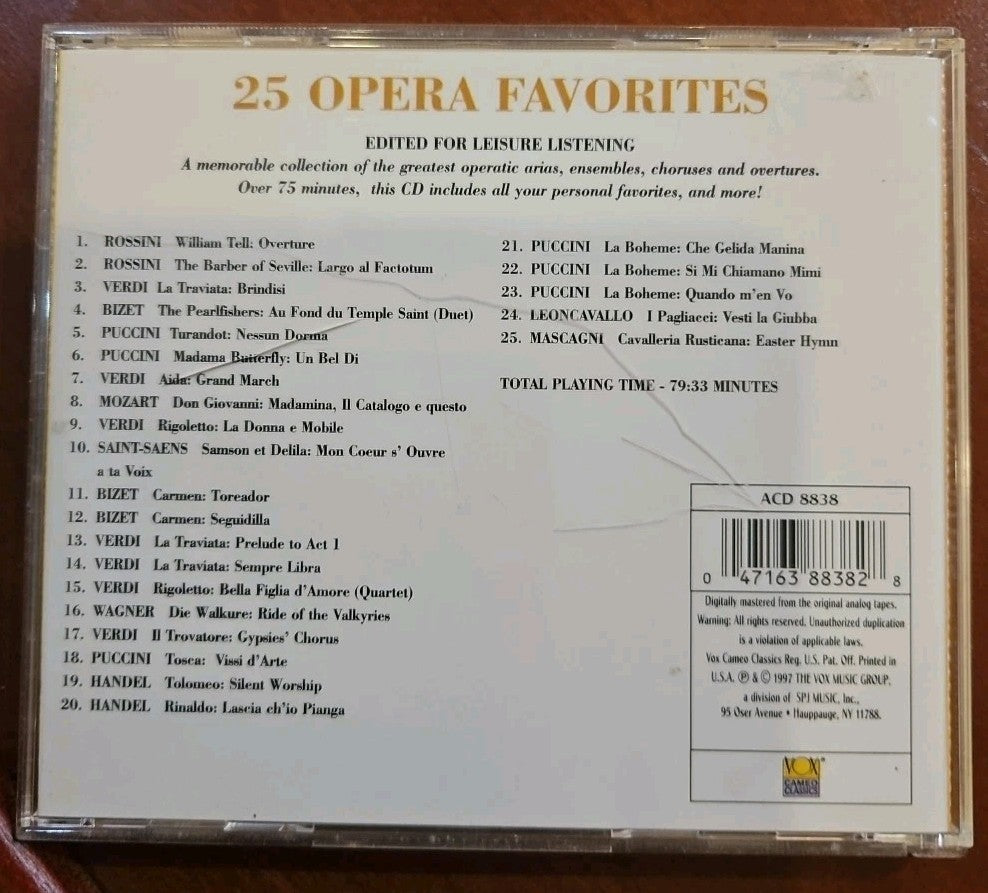 25 Opera Favorites by Various (CD, 1997)