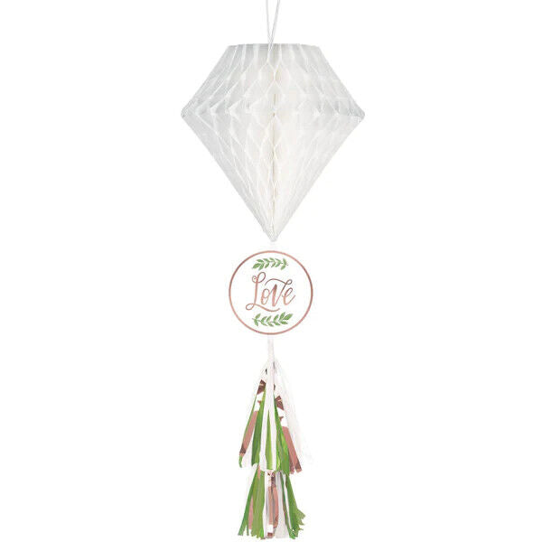 LOVE AND LEAVES HANGING HONEYCOMB DECORATION | 1 CT