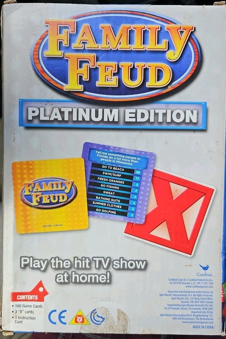 Family Feud Platinum Edition Home Card Game Night 2-4 Players Board Harvey Open 