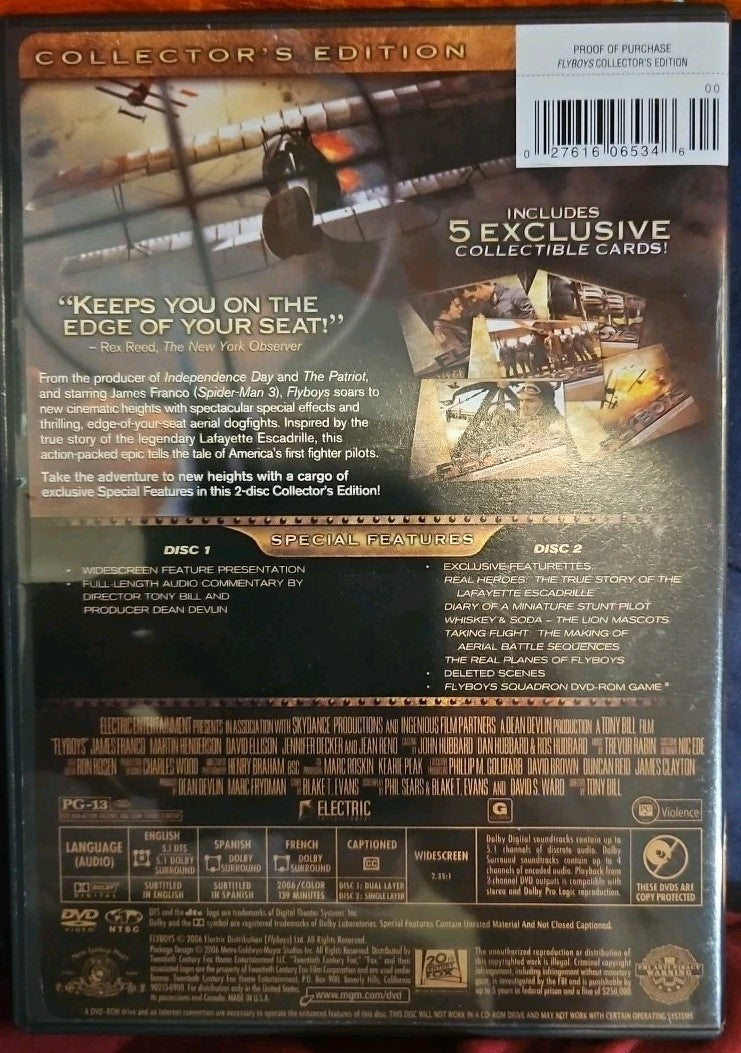 Flyboys (DVD, 2009, 2-Disc Set, Collectors Edition)