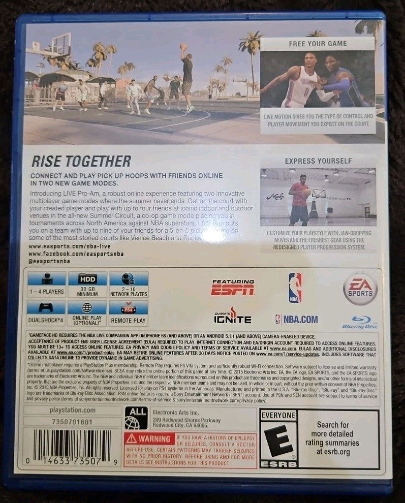 NBA Live 16 (2015) PS4. No Game. Case. Box Art Only