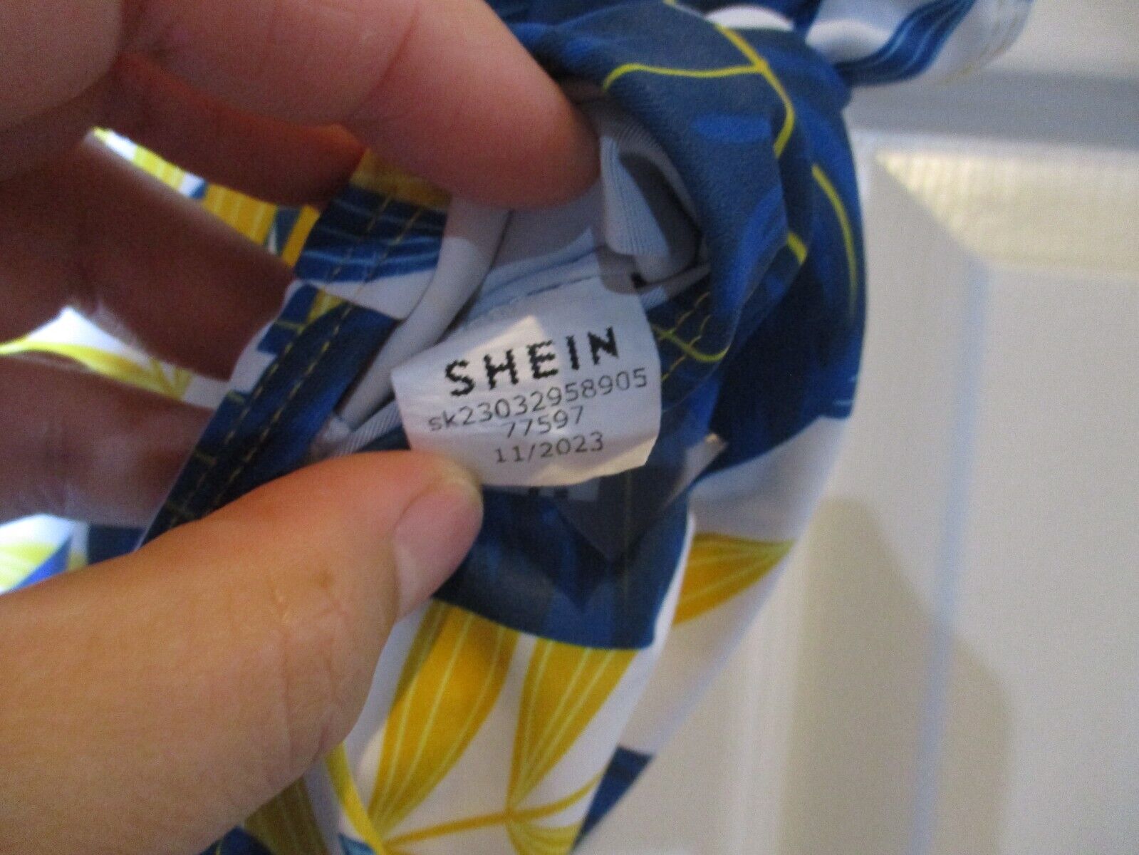 Girls Yellow Blue White One Piece Swimsuit Ruffles Size 7