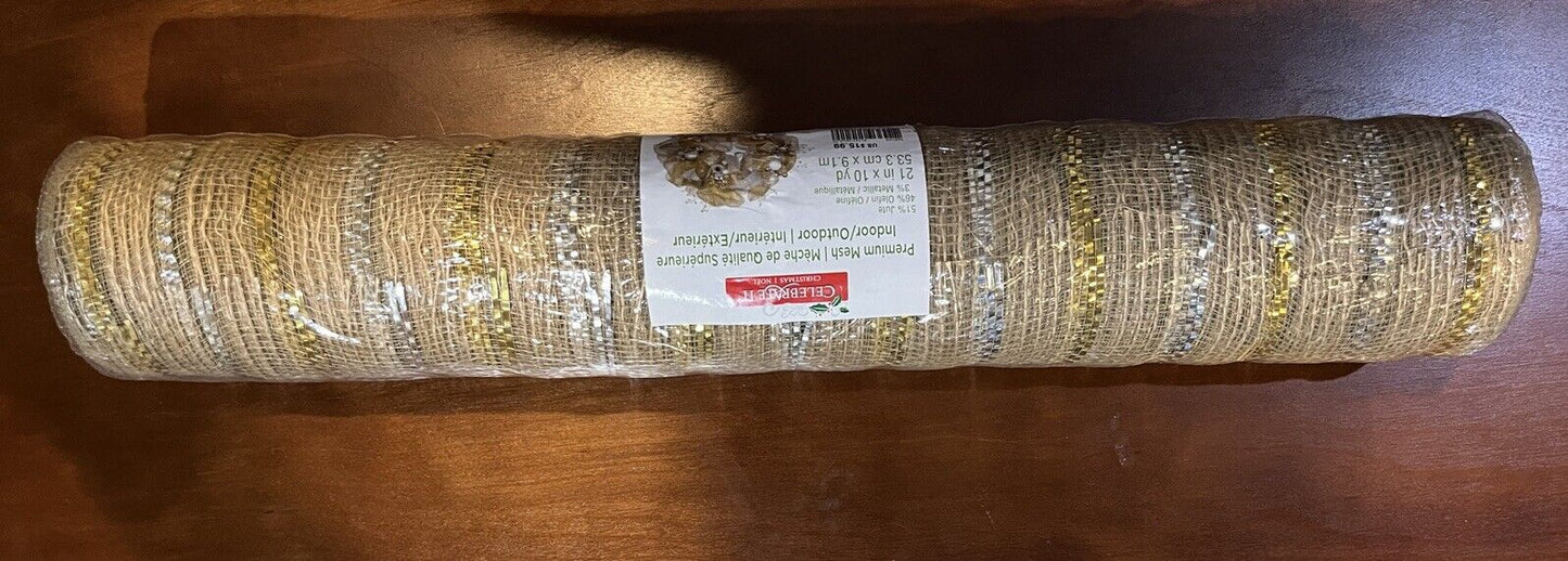Christmas Basic Mesh Gold Indoor/Outdoor 21" x 10 Yd Celebrate It New