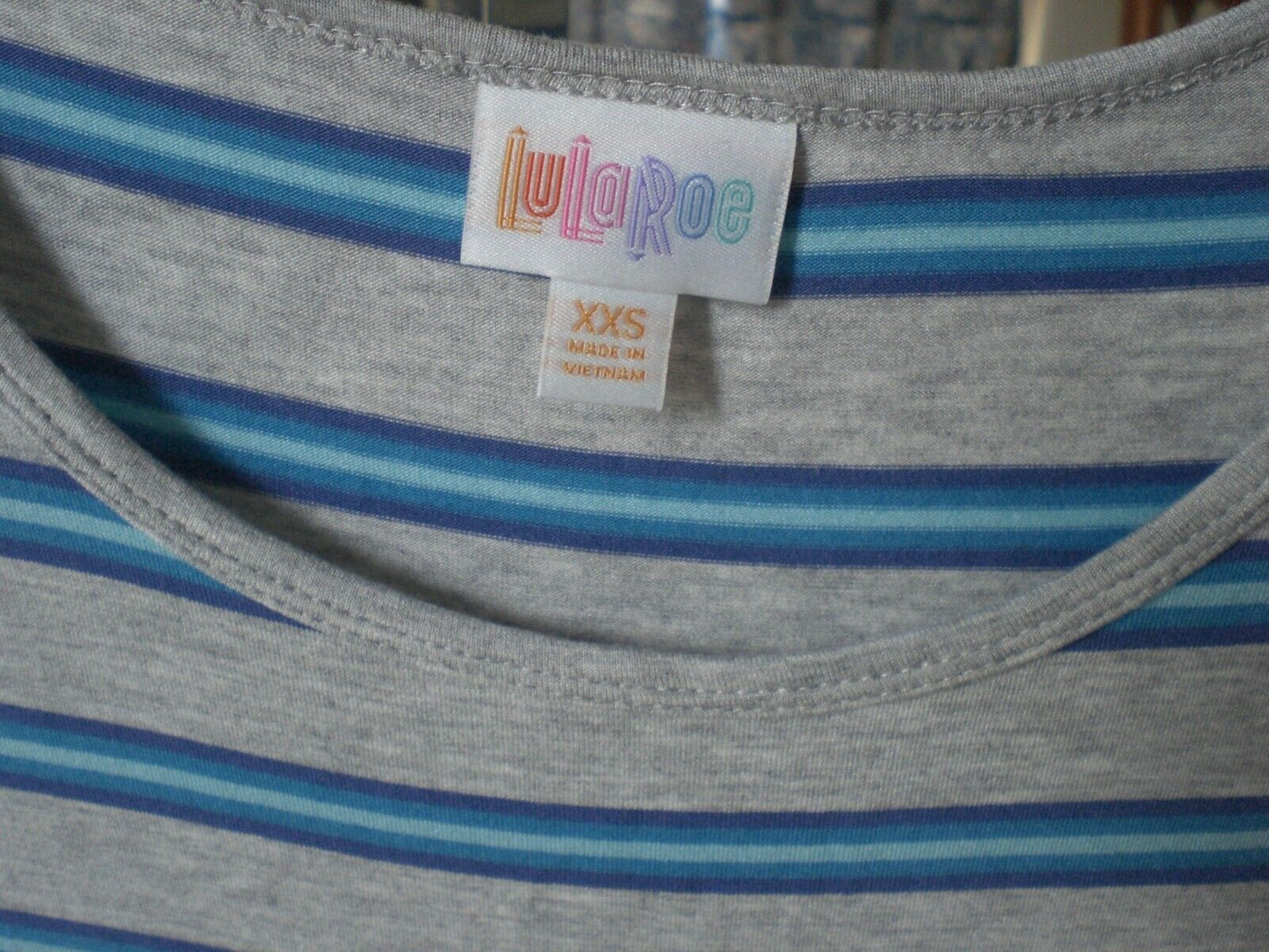 Lularoe XXS Irma Shirt Top Blouse Tunic Gray and Blue