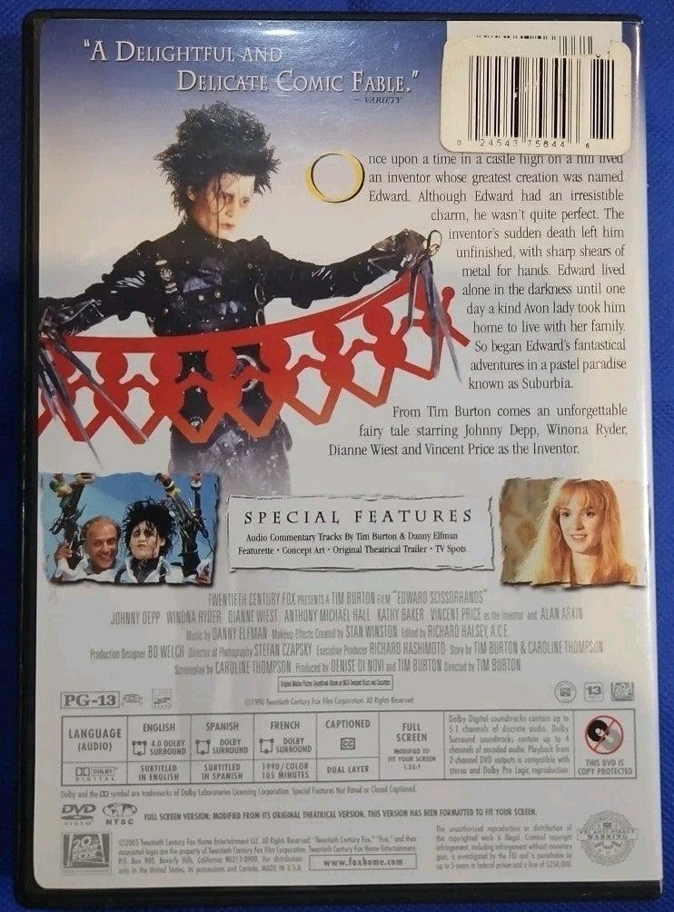 Edward Scissorhands (DVD) Sealed. No Digital Download