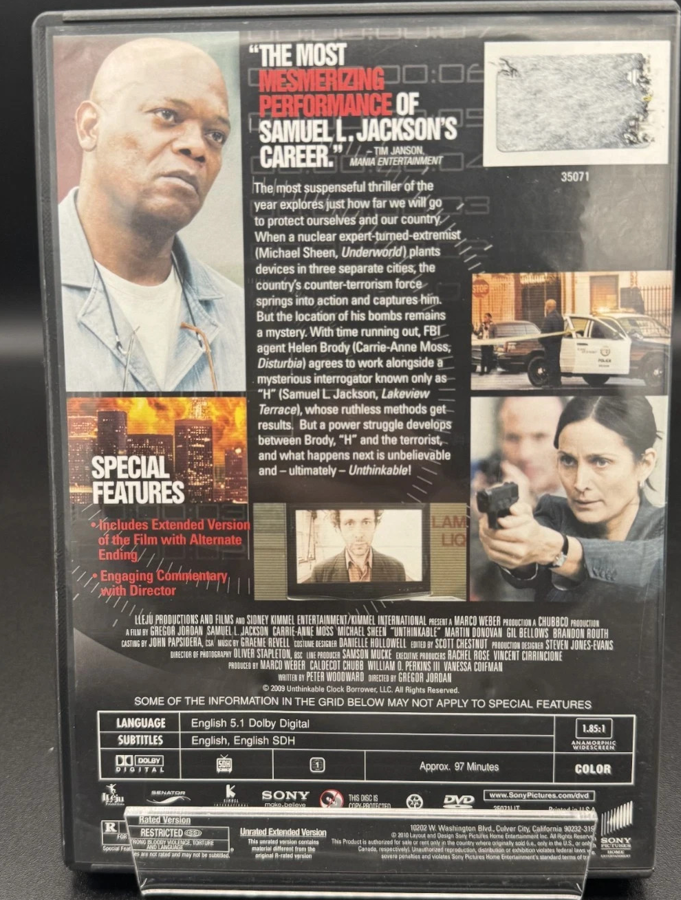 Unthinkable (DVD) Tested.  New Case