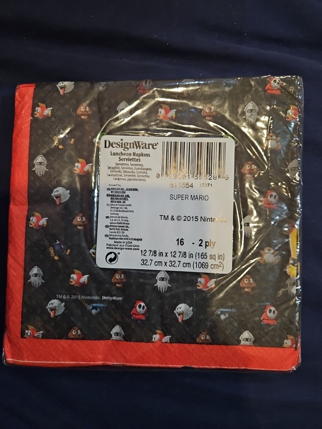 Amscan Super Mario Birthday Party Luncheon Paper Napkins 16ct. Tableware New!