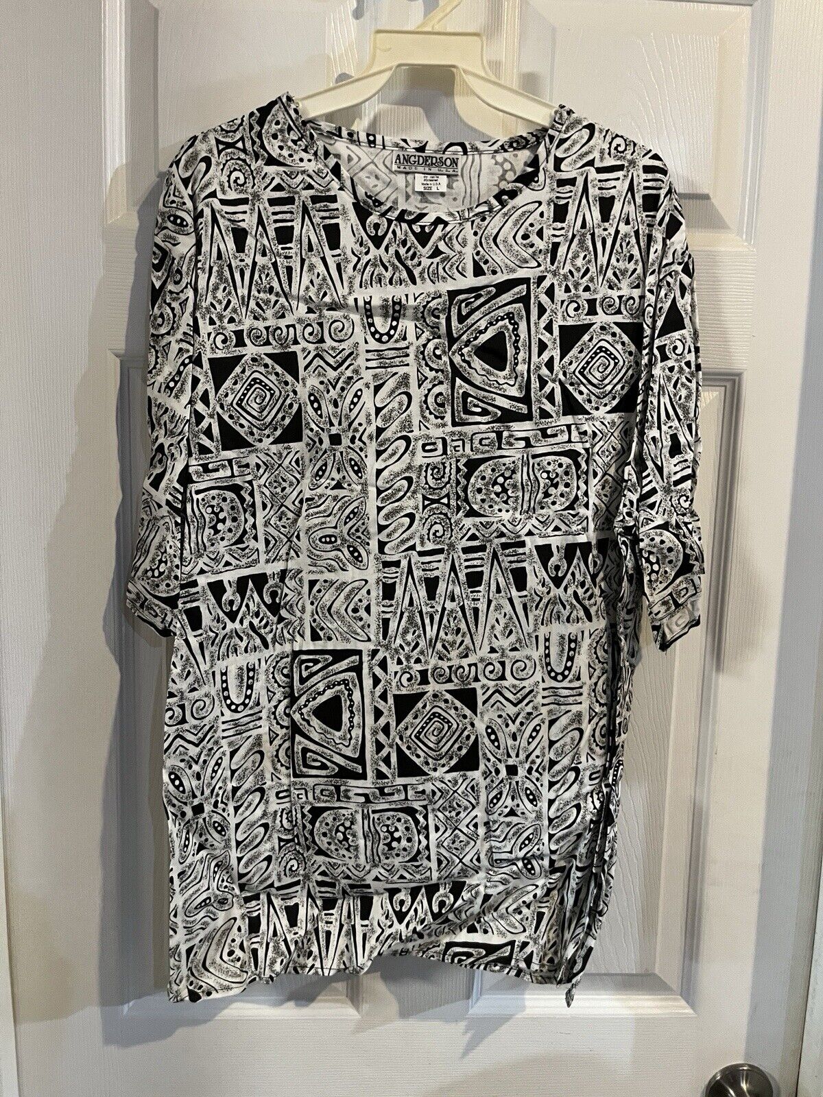 Angderson Size Large Short Sleeve Shirt And Bermuda Shorts Set 100% Rayon