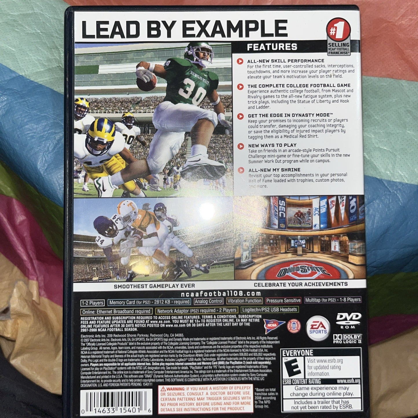 NCAA Football 08 (PS2) Tested. No Scratches. No Manual. See Pics