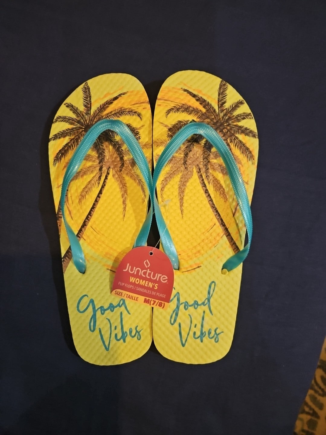 Hawaiian Sunset Palm Trees Flip Flop Rubber  by Juncture Women's Size 7/8