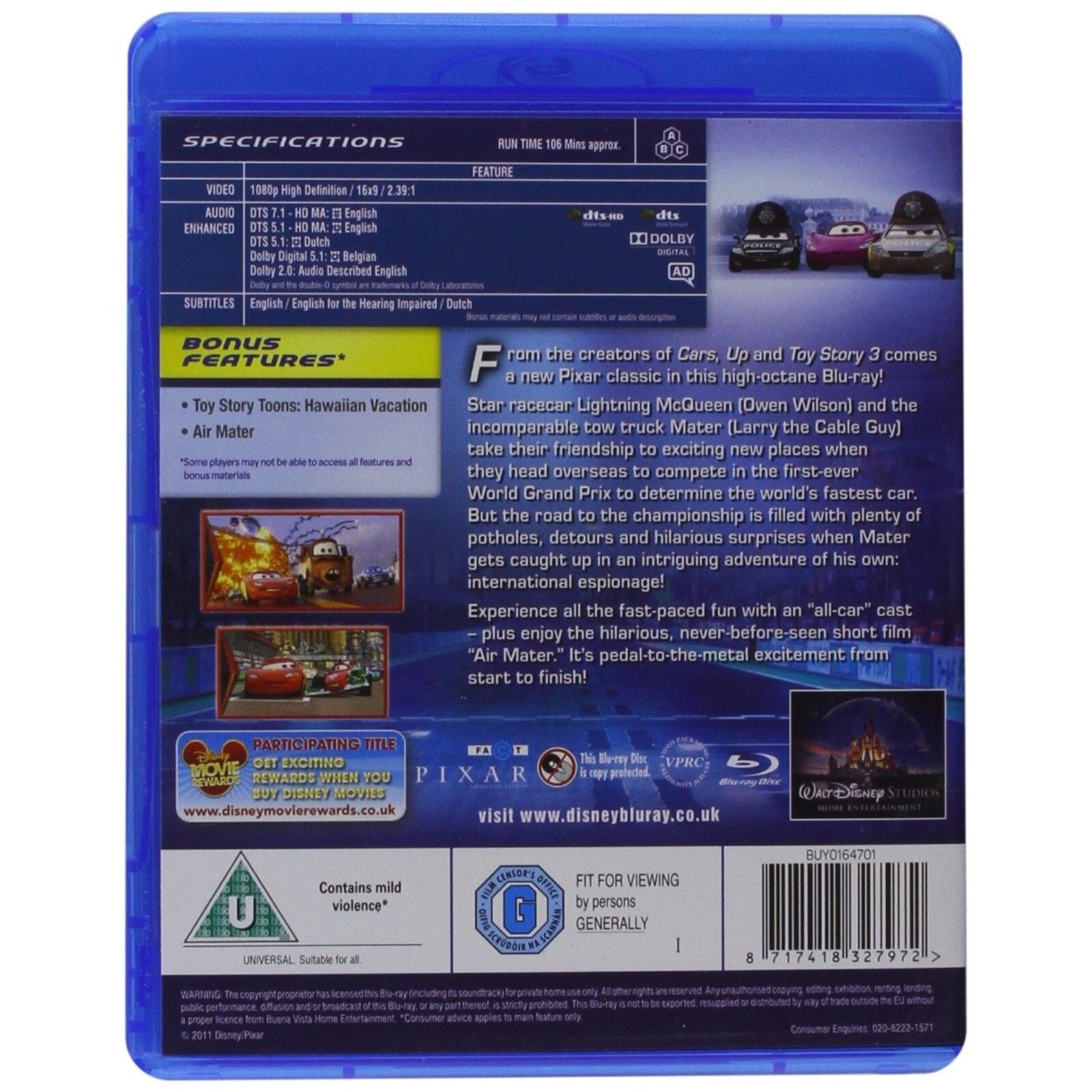 Cars 2 (Bluray) UK Import - Brand New