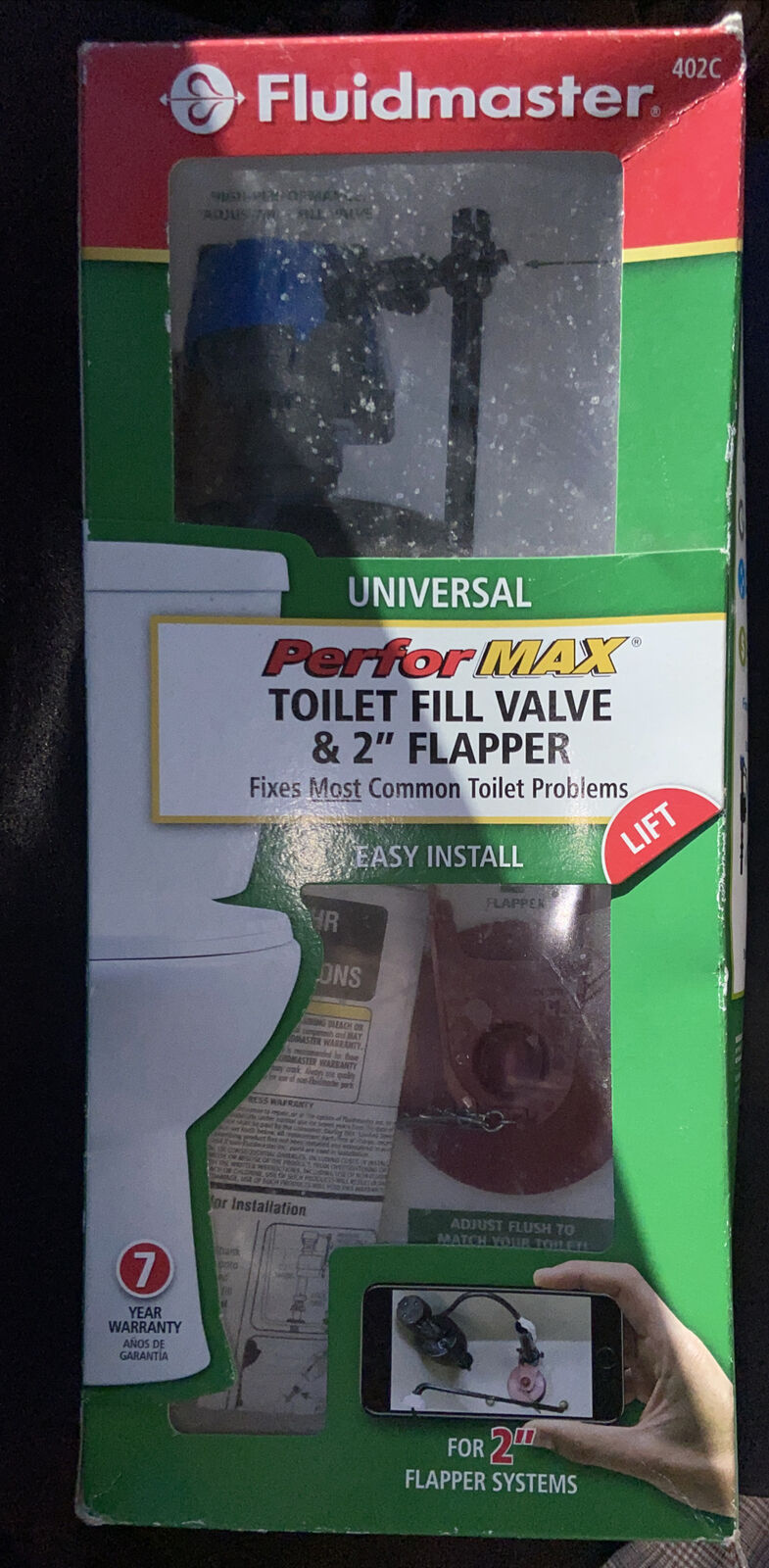 Fluidmaster Universal PerforMAX Toilet Fill Valve & 2" Flapper