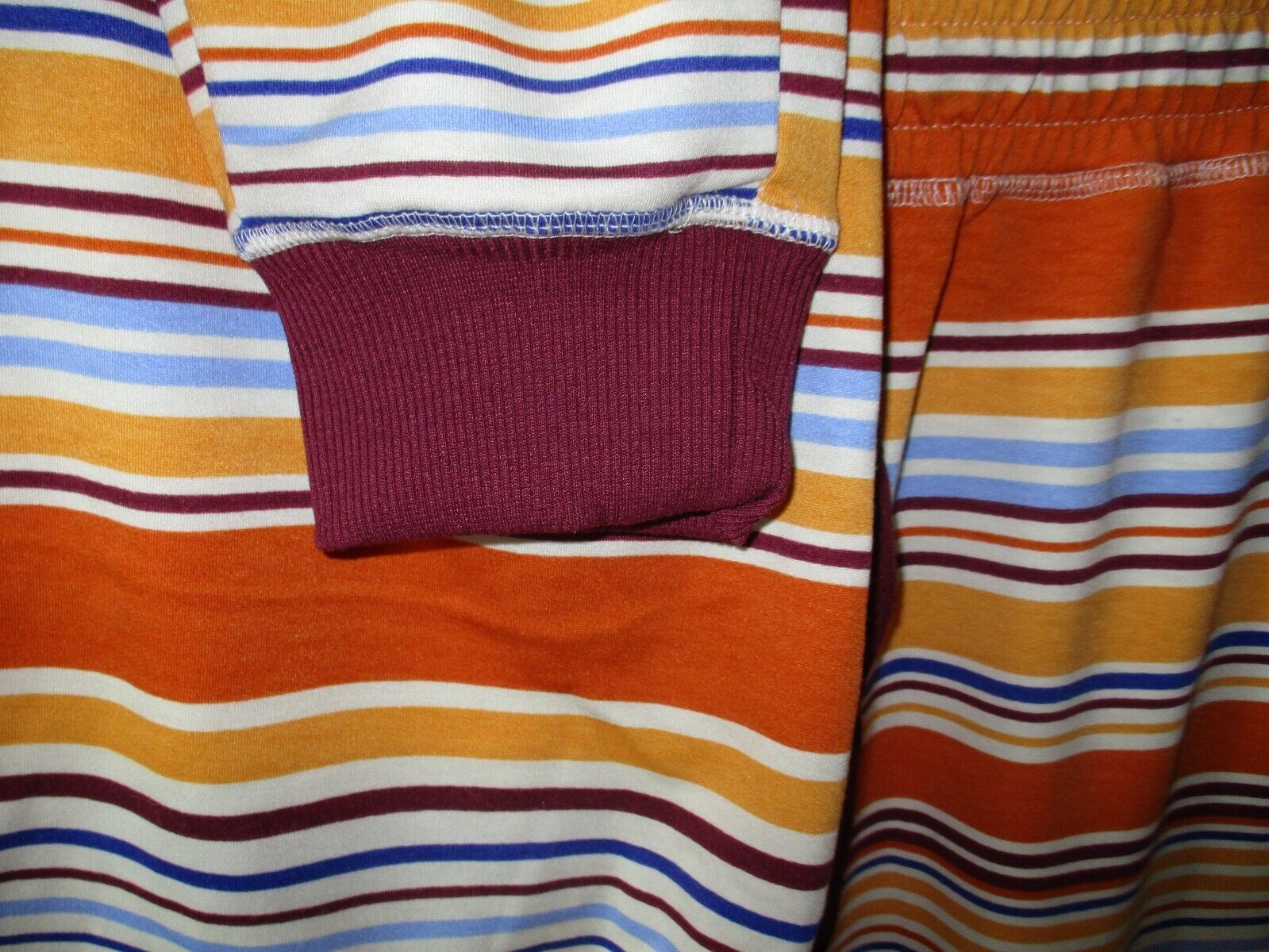 LuLaRoe NWOT Jax Small Oranges Blues White and Maroon Stipes Joggers Sweatpants