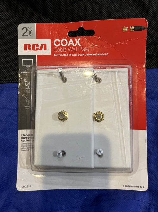 RCA Coax Cable Wall Plate 2 Pack Terminates in-wall Coax Cable Installs VH261R