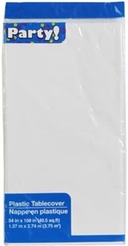Rectangle Table Cloth.  54 by 108 inches.  New in Package.  White.  For Parties.