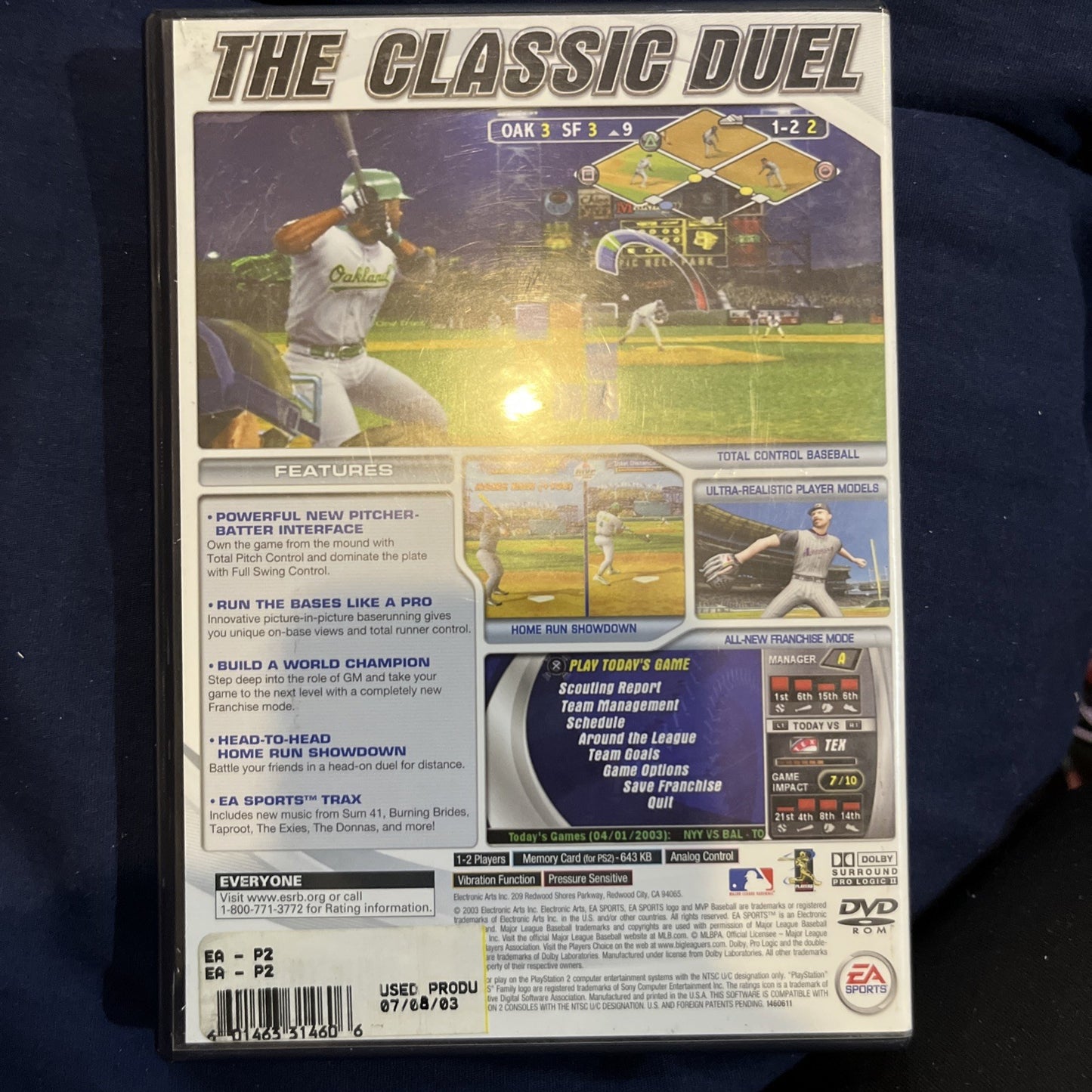 MVP Baseball 2003 (Microsoft Xbox, 2003) No Game. Manual + Case+ Artwork