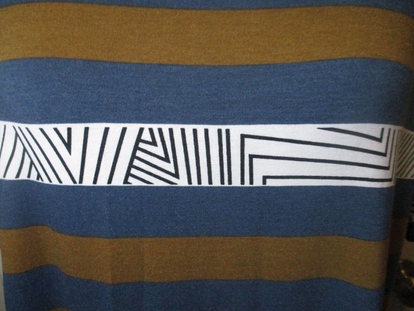 LuLaRoe Irma Blue Brown Black White Stripe Tunic XXS NWOT