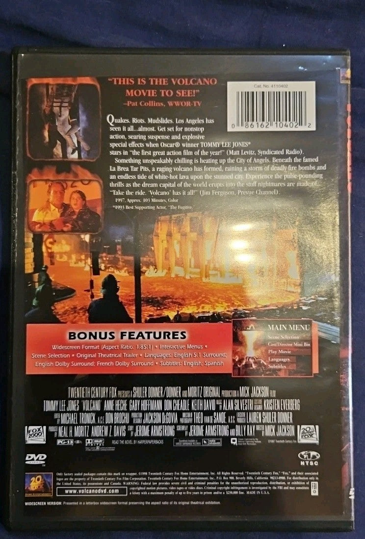 Volcano (DVD, 1997) Slimcase. Cropped Sleeve.
