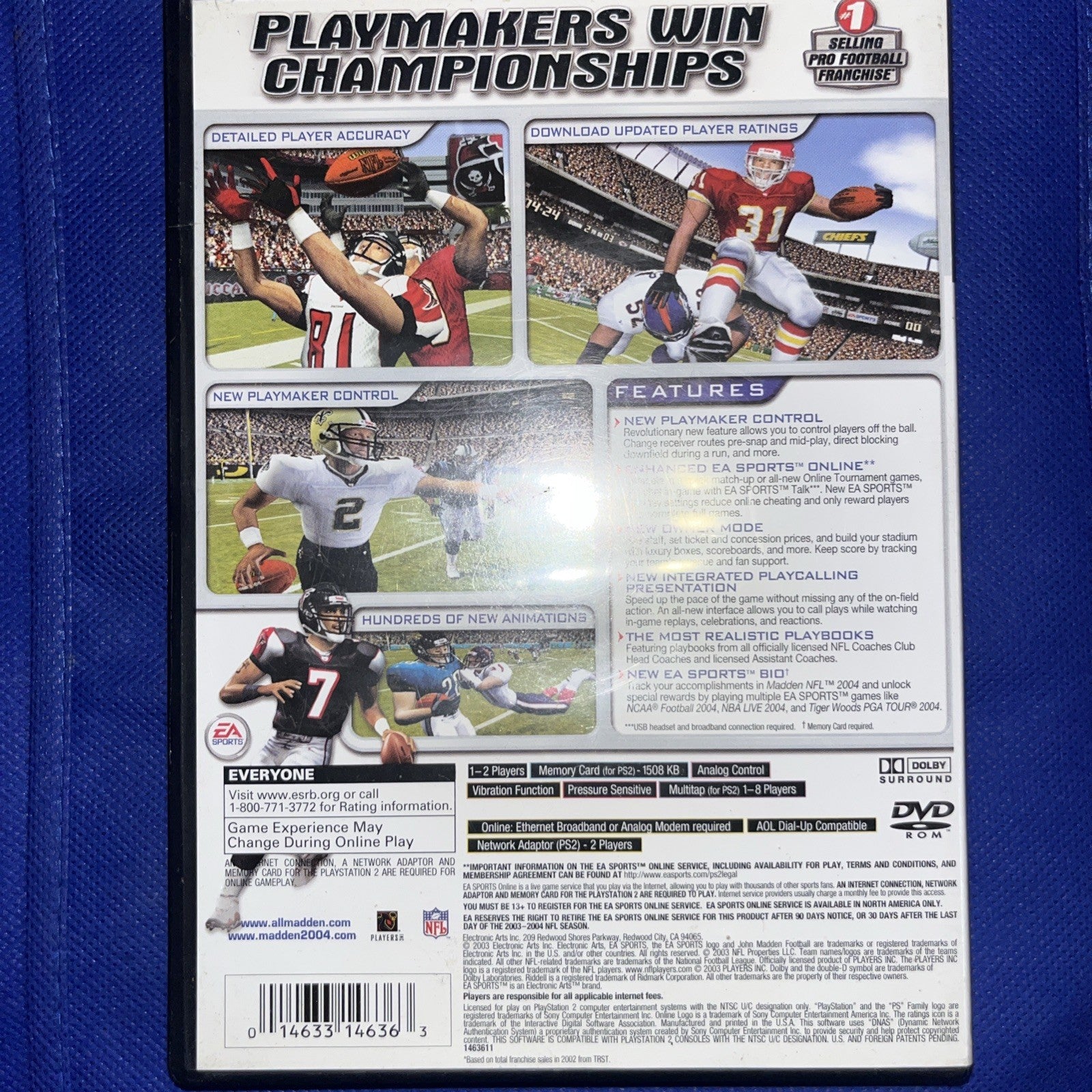 Madden NFL 2004 (pS2) Original Case + Tested Disc)