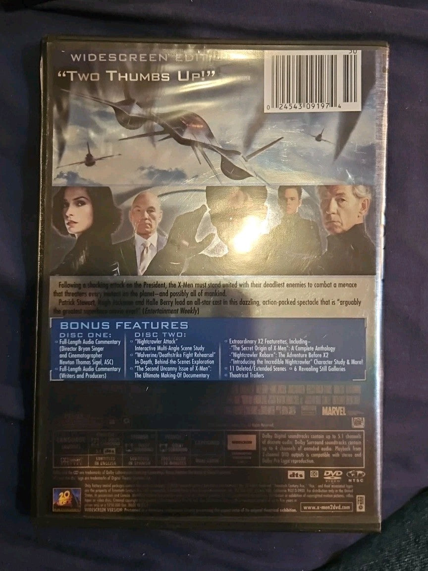 X2: X-Men United (DVD, 2003) Slimcase. Cropped Sleeve.