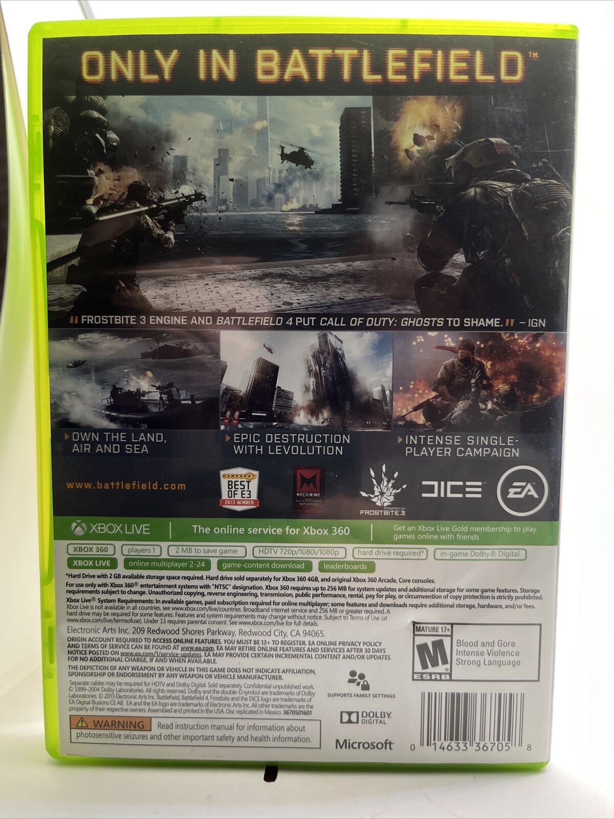 Battlefield 4 - Xbox 360 - NEW CASE. TESTED. NO SCRATCHES. RESEALED.
