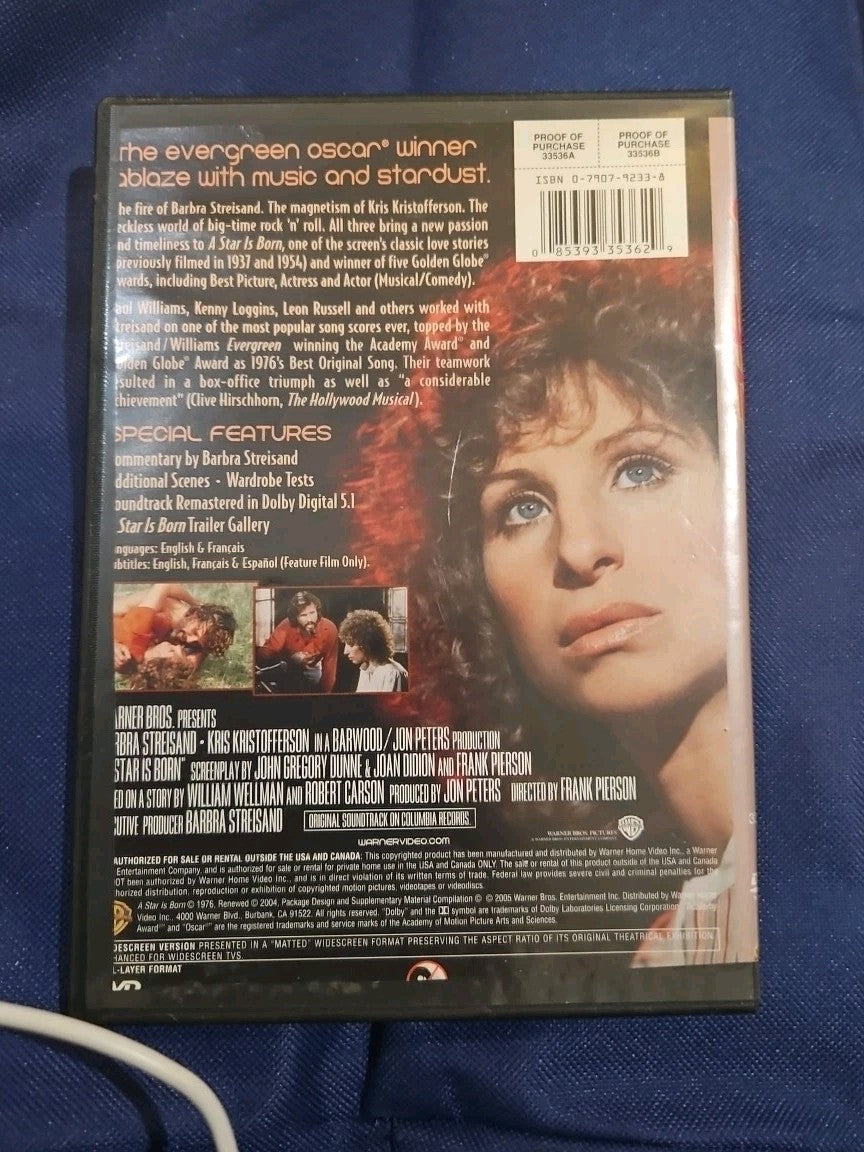 A Star Is Born (DVD, 1976) Tested slim case cropped artwork.