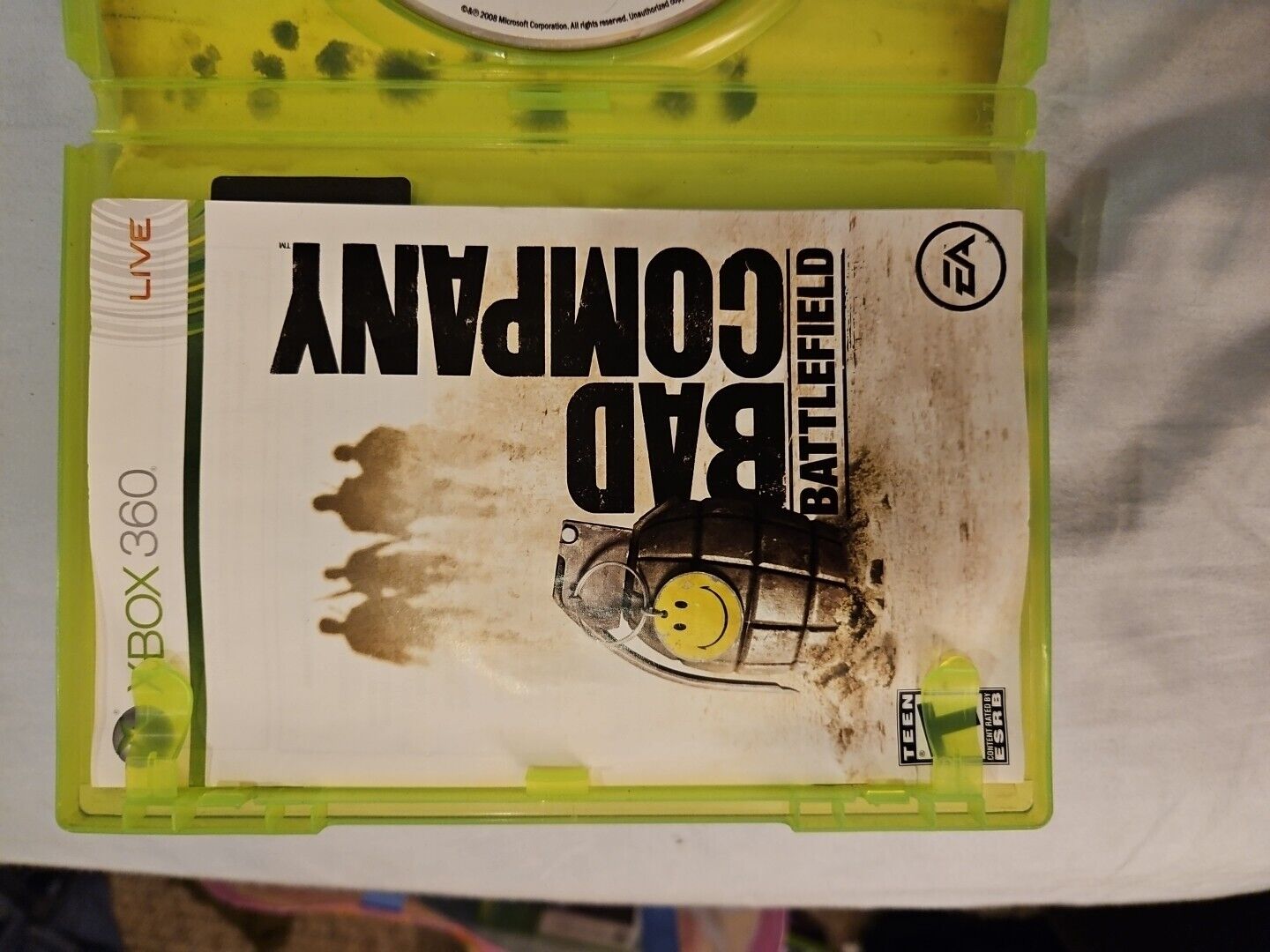 Xbox 360 : Battlefield: Bad Company Stained artwork. Has manual. Tested