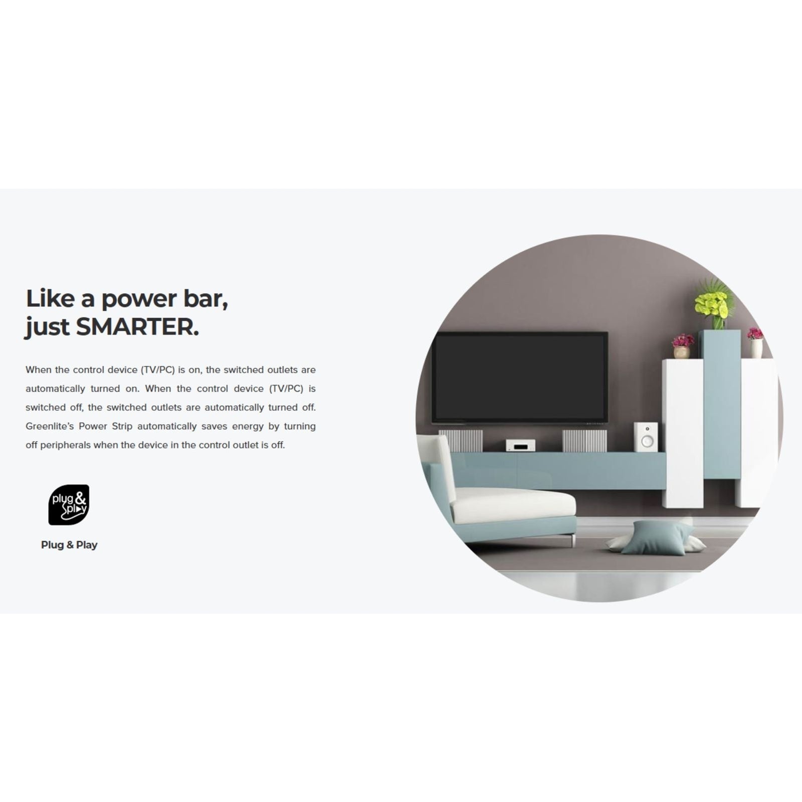 Smarthome Greenlite Advanced Power Strip - 5 Port/Outlet - Brand New Sealed